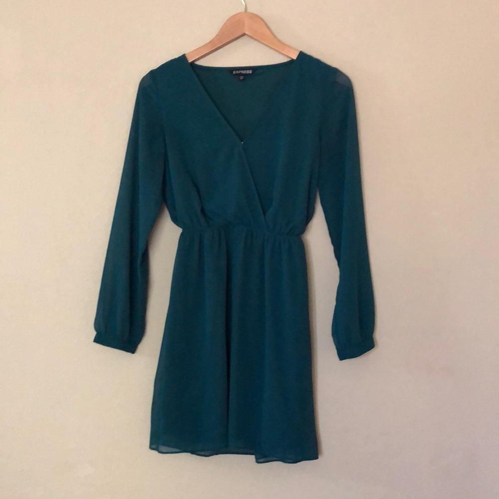 Express XS Green Chiffon Dress